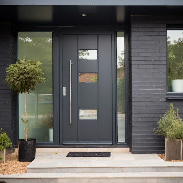 Porte d’entrée aluminium semi-vitrée – 1 vantail